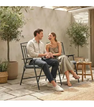 Juego de 6 Cojines para Sillas de Comedor 40x40 cm 6 Piezas Cojines para Sillas de Jardín Acolchados con Cintas Gris