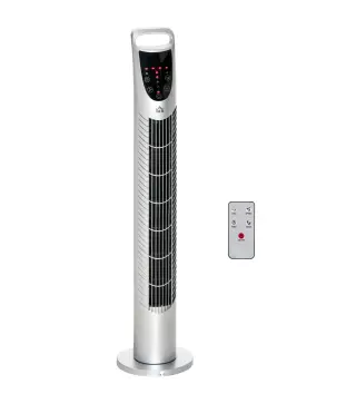 Ventilador de Torre Ventilador Vertical 40W con Mando a Distancia 3 Velocidades Temporizador 7,5h Ø18x78,5 cm Plata