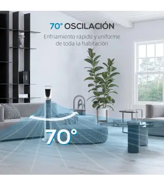 Ventilador de Torre Ventilador Vertical 40W con Mando a Distancia 3 Velocidades Temporizador 7,5h Ø18x78,5 cm Plata