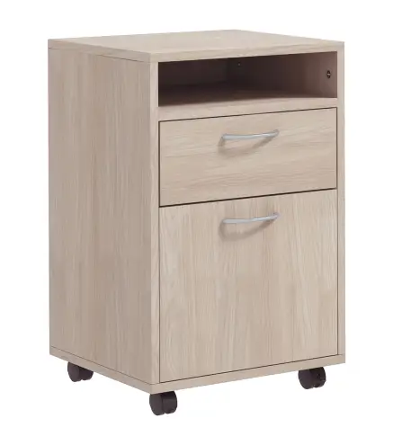 Cajonera de Escritorio con Ruedas Cajón Compartimento Puerta Archivador Móvil para Estudio 40x35x60 cm Roble