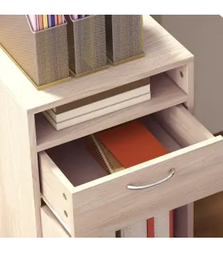 Cajonera de Escritorio con Ruedas Cajón Compartimento Puerta Archivador Móvil para Estudio 40x35x60 cm Roble