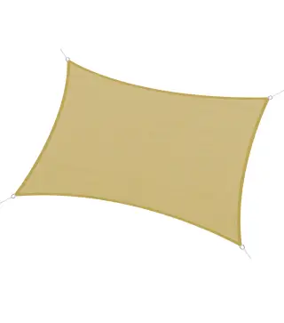 Toldo de Terraza Rectangular 6x4 m con Protección Rayos UV Anillas de Acero Inoxidable y Cuerdas para Jardín Patio Beige