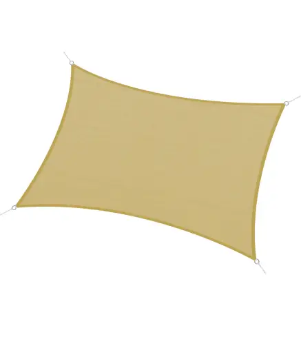 Toldo de Terraza Rectangular 6x4 m con Protección Rayos UV Anillas de Acero Inoxidable y Cuerdas para Jardín Patio Beige