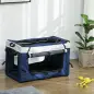 Cochecito para Perros Plegable con Vagón Desmontable 4 Puertas con Cremallera 2 Correas de Seguridad y Cojín Azul
