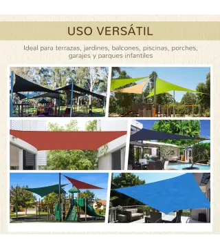 Toldo de Terraza Rectangular 6x4 m con Protección Rayos UV Anillas de Acero Inoxidable y Cuerdas para Jardín Patio Beige