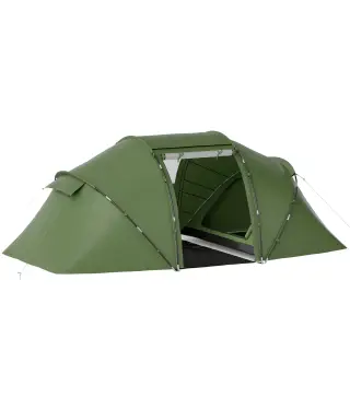 Tienda de Campaña Familiar para 4-6 Personas con 2 Habitaciones y Bolsa de Transporte 430x240x170 cm Verde