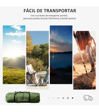 Tienda de Campaña Familiar para 4-6 Personas con 2 Habitaciones y Bolsa de Transporte 430x240x170 cm Verde