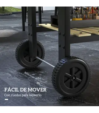 Barbacoa de Carbón 113x53,5x82,5 cm con 2 Parrillas Alturas Ajustables Mesa Lateral, Estante y Ruedas para Jardín Negro