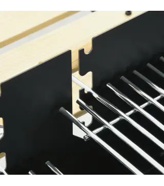 Barbacoa de Carbón 113x53,5x82,5 cm con 2 Parrillas Alturas Ajustables Mesa Lateral, Estante y Ruedas para Jardín Negro