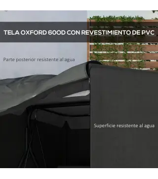 Funda para Balancín de Jardín con Cremallera Cubierta para Muebles de Exterior 177x114x152 cm Gris Oscuro