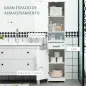 Columna de Baño con 2 Puertas 1 Cajón Estante Abierto y 2 Armarios con Estante Ajustable 40x30x164 cm Blanco