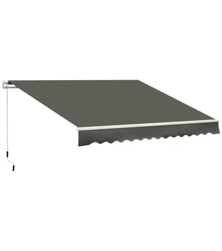Toldo para Balcón 350x250 cm con Manivela de Metal Impermeable y Anti-UV para Jardín Terraza Ventanas Gris