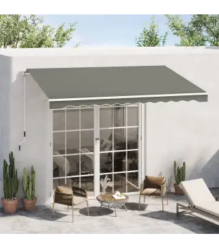 Toldo para Balcón 350x250 cm con Manivela de Metal Impermeable y Anti-UV para Jardín Terraza Ventanas Gris