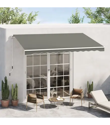 Toldo para Balcón 350x250 cm con Manivela de Metal Impermeable y Anti-UV para Jardín Terraza Ventanas Gris