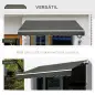 Toldo para Balcón 350x250 cm con Manivela de Metal Impermeable y Anti-UV para Jardín Terraza Ventanas Gris