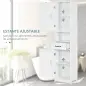 Columna de Baño con 2 Puertas 1 Cajón Estante Abierto y 2 Armarios con Estante Ajustable 40x30x164 cm Blanco