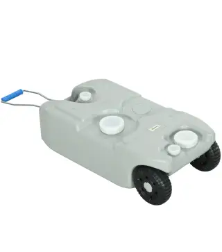 Tanque de Agua Portátil 40 L con Ruedas Manija Metálica y Grifo para Caravanas Autocaravanas y Camping 37x23x80 cm Gris