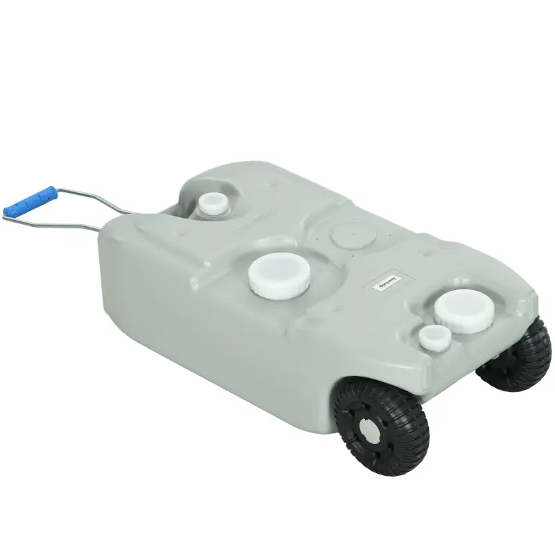 Tanque de Agua Portátil 40 L con Ruedas Manija Metálica y Grifo para Caravanas Autocaravanas y Camping 37x23x80 cm Gris