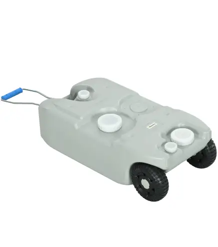 Tanque de Agua Portátil 40 L con Ruedas Manija Metálica y Grifo para Caravanas Autocaravanas y Camping 37x23x80 cm Gris