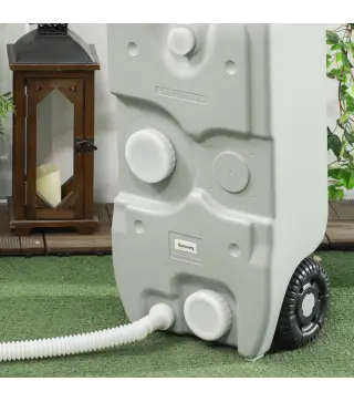 Tanque de Agua Portátil 40 L con Ruedas Manija Metálica y Grifo para Caravanas Autocaravanas y Camping 37x23x80 cm Gris