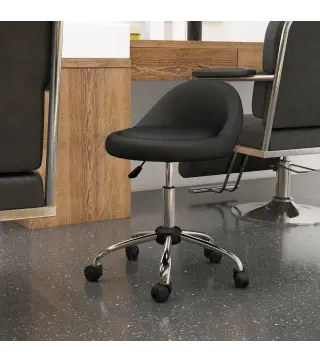 Taburete con Ruedas Taburete Giratoria con Altura Ajustable Taburete Cosmética Dentista Peluqueria Ø50x63-83 cm Negro