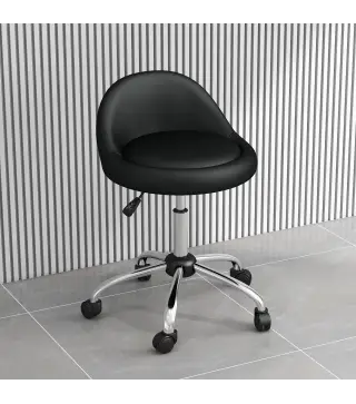 Taburete con Ruedas Taburete Giratoria con Altura Ajustable Taburete Cosmética Dentista Peluqueria Ø50x63-83 cm Negro