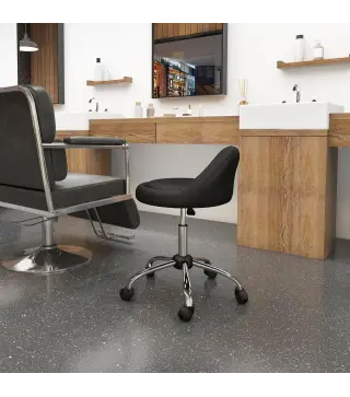 Taburete con Ruedas Taburete Giratoria con Altura Ajustable Taburete Cosmética Dentista Peluqueria Ø50x63-83 cm Negro