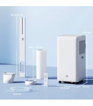 Aire Acondicionado Portátil 12000 BTU 5 en 1 Enfriamiento Deshumidificador Ventilador Temporizador para 35 m² Blanco