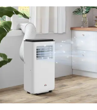 Aire Acondicionado Portátil 10000 BTU 2900W Enfriador Ventilador Deshumidificador 5 en 1 33x28x70,4 cm Blanco