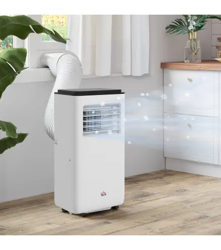 Aire Acondicionado Portátil 10000 BTU 2900W Enfriador Ventilador Deshumidificador 5 en 1 33x28x70,4 cm Blanco