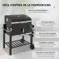 Barbacoa de Carbón con Ruedas Barbacoa con Tapa Parrillas de Acero Inoxidable Termómetro 113x65x108 cm Negro