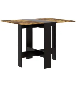 Mesa Plegable de Comedor Mesa de Cocina con Alas Abatibles para Espacio Pequeño 103x76x73,5 cm Negro y Marrón Rústico