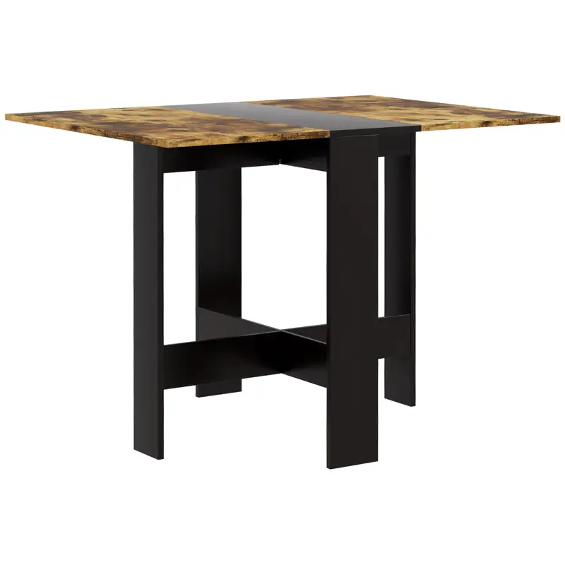 Mesa Plegable de Comedor Mesa de Cocina con Alas Abatibles para Espacio Pequeño 103x76x73,5 cm Negro y Marrón Rústico