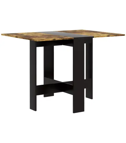 Mesa Plegable de Comedor Mesa de Cocina con Alas Abatibles para Espacio Pequeño 103x76x73,5 cm Negro y Marrón Rústico