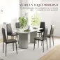 Set de 6 Sillas de Comedor Tapizadas de Cuero Sintético con Respaldo Alto y Patas de Acero 41x50x97 cm Negro