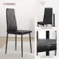Set de 6 Sillas de Comedor Tapizadas de Cuero Sintético con Respaldo Alto y Patas de Acero 41x50x97 cm Negro