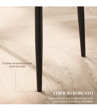 Set de 6 Sillas de Comedor Tapizadas de Cuero Sintético con Respaldo Alto y Patas de Acero 41x50x97 cm Negro