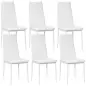 Set de 6 Sillas de Comedor Tapizadas de Cuero Sintético con Respaldo Alto y Patas de Acero 41x50x97 cm Blanco
