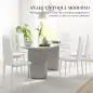 Set de 6 Sillas de Comedor Tapizadas de Cuero Sintético con Respaldo Alto y Patas de Acero 41x50x97 cm Blanco
