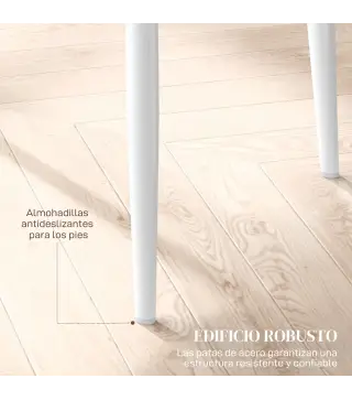 Set de 6 Sillas de Comedor Tapizadas de Cuero Sintético con Respaldo Alto y Patas de Acero 41x50x97 cm Blanco