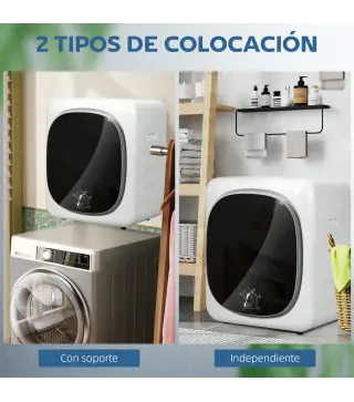 Secadora de Evacuación 4 KG 800W Función Antiarrugas Función Esterilizar 5 Programas Carga Frontal 48x40x56 cm Blanco