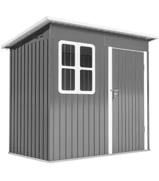 Caseta de Jardín 221x133x190 cm Cobertizo de Exterior Metálico para Almacenamiento de Herramientas Gris Oscuro