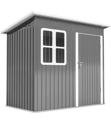 Caseta de Jardín 221x133x190 cm Cobertizo de Exterior Metálico para Almacenamiento de Herramientas Gris Oscuro