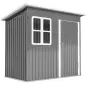 Caseta de Jardín 221x133x190 cm Cobertizo de Exterior Metálico para Almacenamiento de Herramientas Gris Oscuro
