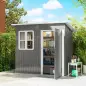 Caseta de Jardín 221x133x190 cm Cobertizo de Exterior Metálico para Almacenamiento de Herramientas Gris Oscuro