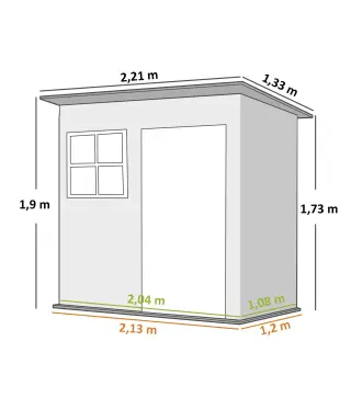 Caseta de Jardín 221x133x190 cm Cobertizo de Exterior Metálico para Almacenamiento de Herramientas Gris Oscuro