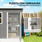 Caseta de Jardín 221x133x190 cm Cobertizo de Exterior Metálico para Almacenamiento de Herramientas Gris Oscuro