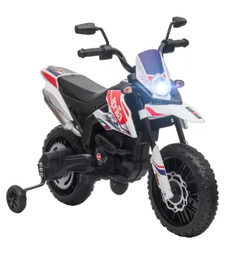 Moto Eléctrica para Niños 12V con Licencia Aprilia con Ruedas Auxiliares Desmontables 6 km/h Suspensión Trasera Blanco