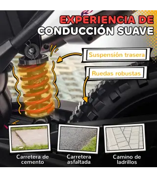 Moto Eléctrica para Niños 12V con Licencia Aprilia con Ruedas Auxiliares Desmontables 6 km/h Suspensión Trasera Blanco