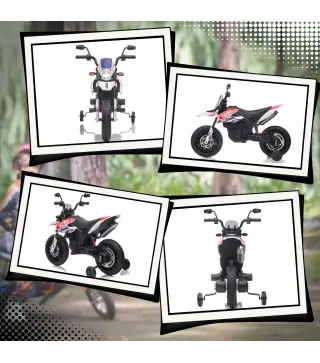 Moto Eléctrica para Niños 12V con Licencia Aprilia con Ruedas Auxiliares Desmontables 6 km/h Suspensión Trasera Blanco